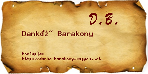 Dankó Barakony névjegykártya